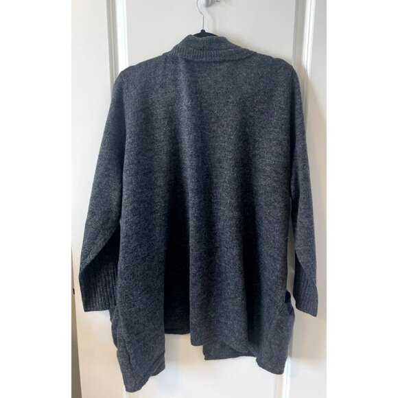 CJ BANKS Open Front Cardigan Dark Gray Stretch Knit 2X Plus Oversized pockets - Picture 2 of 5
